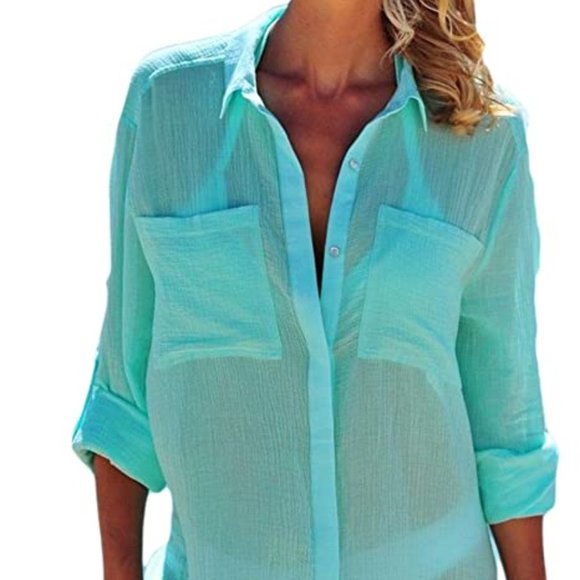 Embroidered Half/Long Sleeve Swimsuit Cover Up - Picture 5 of 10